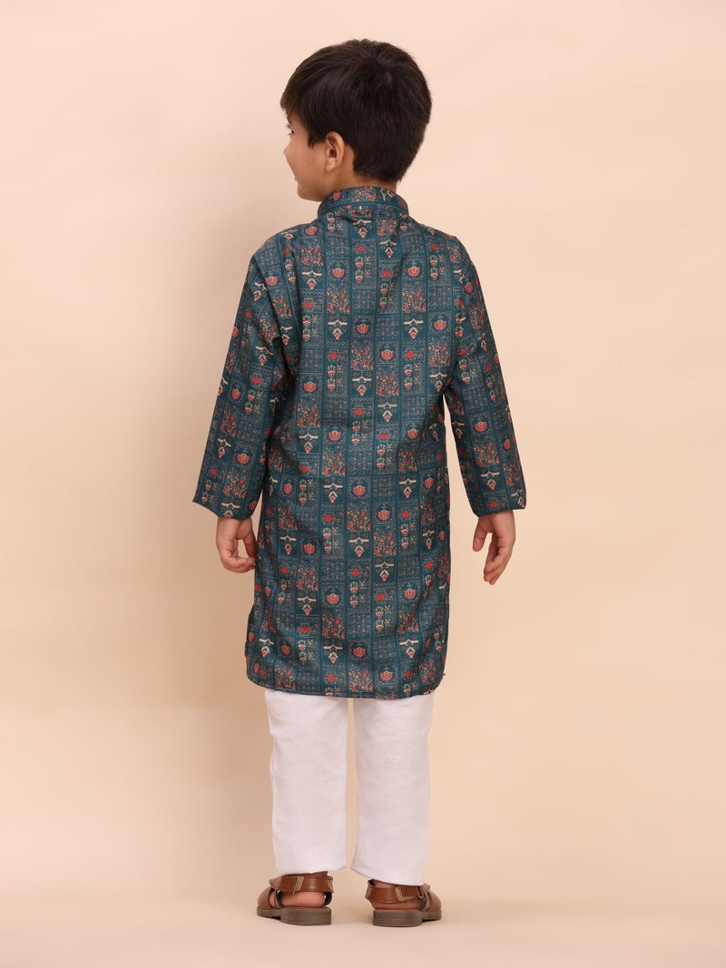Pro-Ethic Style Developer Boys Heavy Cotton Printed Kurta and Pajama Set For Kid's Ethnic Wear (S-280), 5-6 years, Green - Image 4