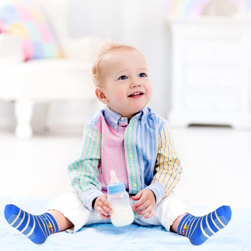 Tphon Toddler Socks, Baby Non Slip Socks for Boys Girls 12 Pairs Kids Infants Children Sock 5-7 Years - Image 3