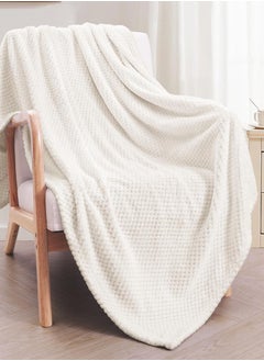 Donetella Soft Waffle Fleece Blanket King Size(200X240 CM) No Shed,No Pilling Plush Cozy Throw 300 GSM Lightweight Blanket For Bed, Couch , Chair , Sofa And Camping,White  - Image 1