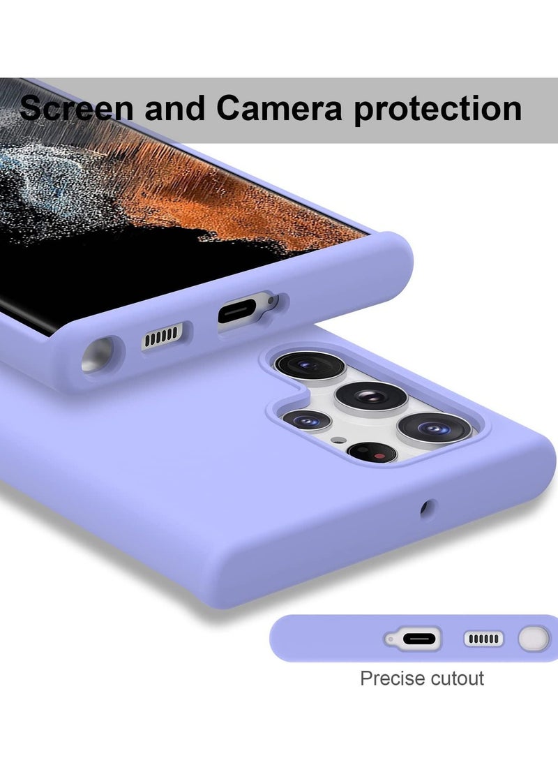 YoYoTech Liquid Silicon Case Shock-Proof Soft Gel Rubber Matte Finish Cover designed for Samsung Galaxy S22 ULTRA 6.80’ (2022)- Purple  - Image 3