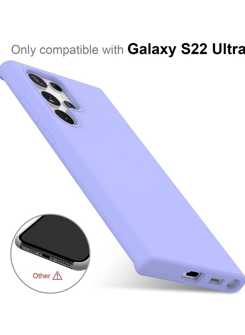 YoYoTech Liquid Silicon Case Shock-Proof Soft Gel Rubber Matte Finish Cover designed for Samsung Galaxy S22 ULTRA 6.80’ (2022)- Purple  - Image 2