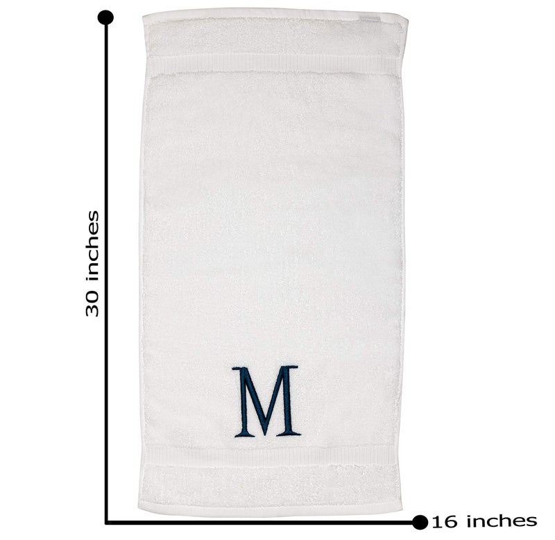 Decorvo Monogrammed Hand Towels for Bathroom - Luxury Hotel Quality Personalized Initial Decorative Embroidered Bath Towel for Powder Room, Spa - GOTS Organic Certified - Set of 2 Navy Letter M - Image 4