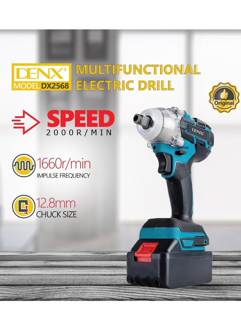 Denx - Cordless Drill 2000r/min Speed with Two 21V Batteries | 1660r/min Impulse Frequency | 12.8mm - Image 1
