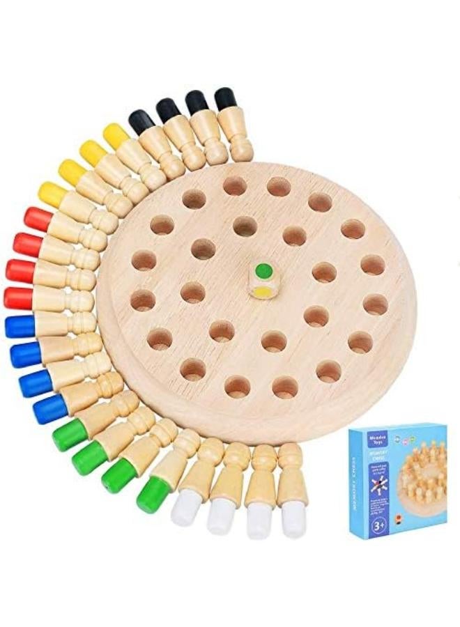 Japace Wooden Memory Chess, Kids Matchstick Chess Color Cognitive Ability Toy, Block Board Educational Intelligent Game Christmas Birthday Gift for 3 4 5 Years Children, Boys and Girls