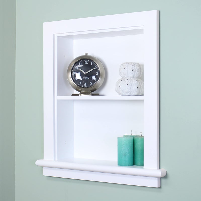 Fox Hollow Furnishings Fox Hollow Furnishings 14x18 Aiden Recessed Wall Niche Medicine Cabinet Replacement in The Wall Bathroom Cabinet Insert ShelfShelves Made in North America Real Wood NO MDF Plain White 