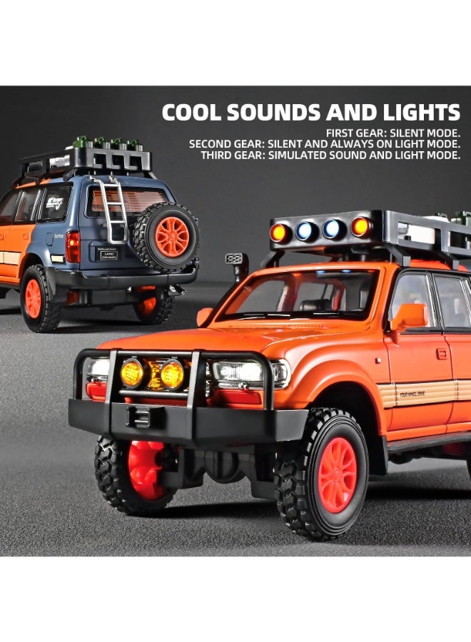حديقة الألعاب نموذج سيارة لاند كروزر LC80 مقياس 1:24 – سيارة سحب للخلف مع ضوء وصوت | نموذج معدني قابل للجمع للأطفال من سن 4 إلى 8 سنوات - Image 3