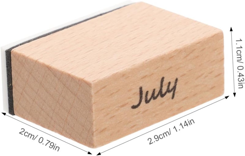 1Set Wooden DIY Planner Stamps Month Decorative Rubber Stamps for Scrapbooking and Crafting Design for Wood - Image 2