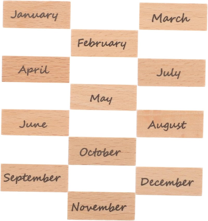 1Set Wooden DIY Planner Stamps Month Decorative Rubber Stamps for Scrapbooking and Crafting Design for Wood - Image 1