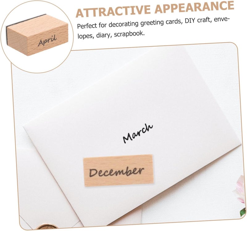 1Set Wooden DIY Planner Stamps Month Decorative Rubber Stamps for Scrapbooking and Crafting Design for Wood - Image 4