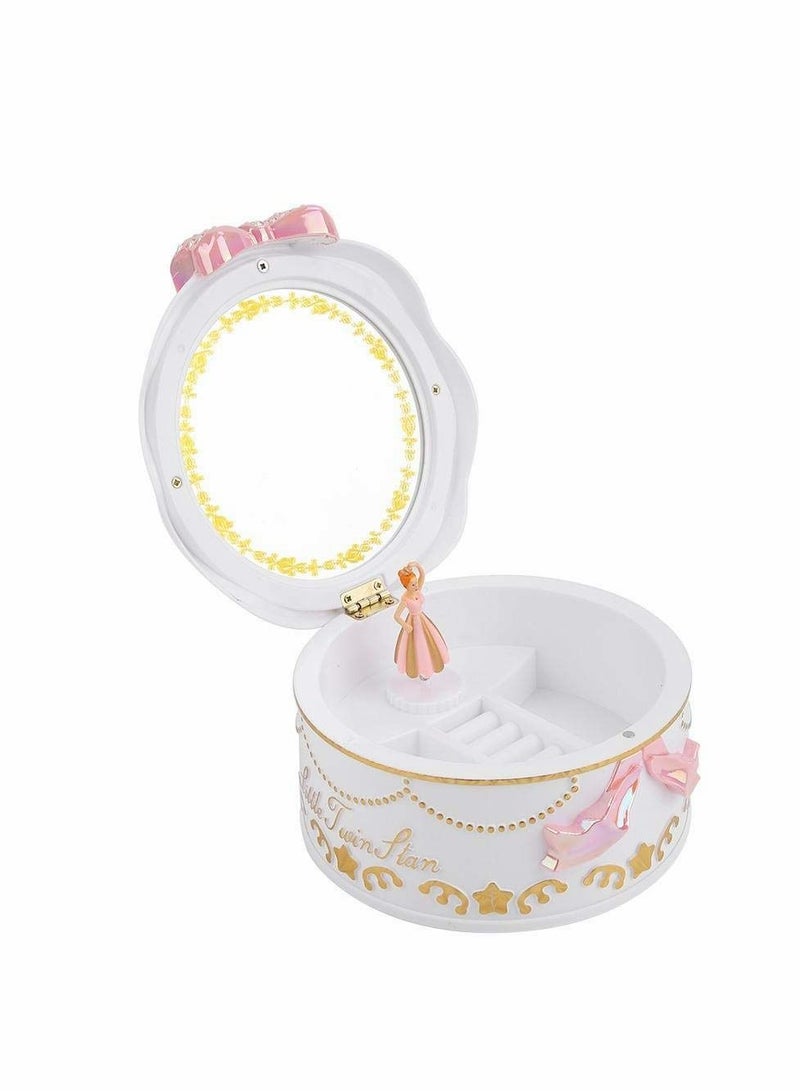 KASTWAVE Music Box, Girls Mini Music Box Rotary Ballerina Girl Jewelry Storage Box for Kids Children(white) - Image 5