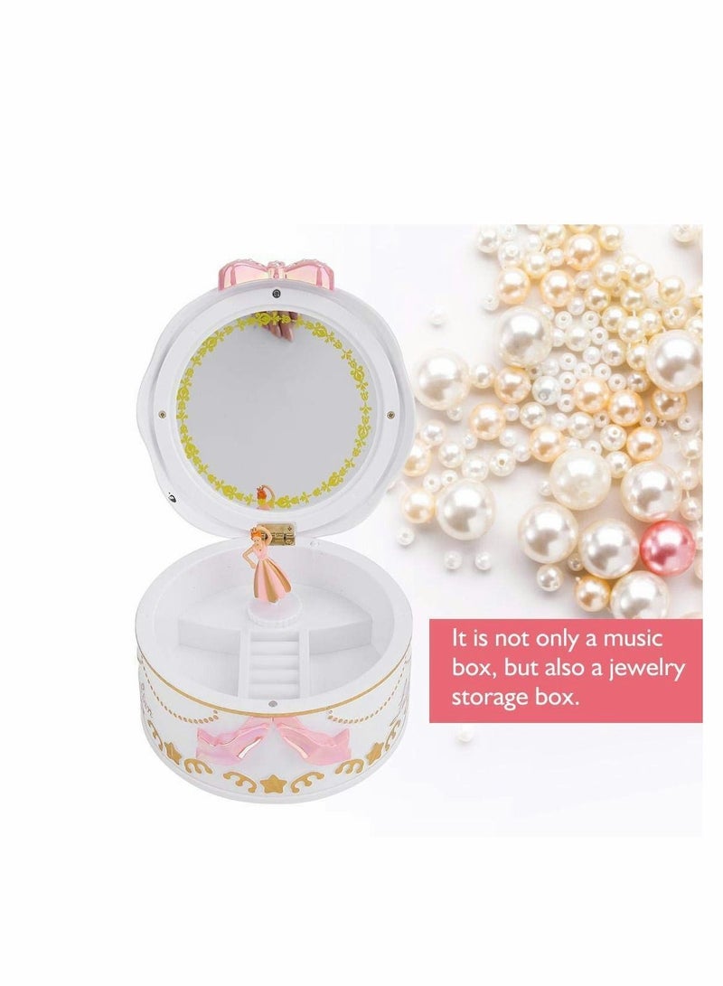 KASTWAVE Music Box, Girls Mini Music Box Rotary Ballerina Girl Jewelry Storage Box for Kids Children(white) - Image 4