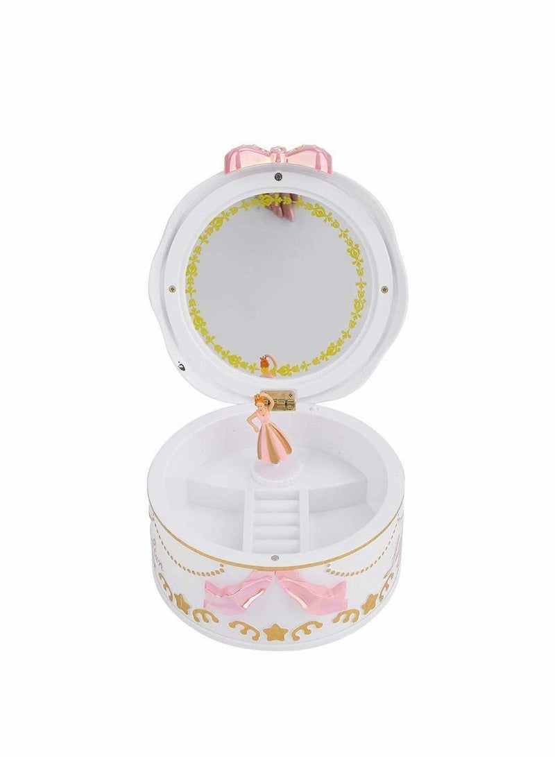 KASTWAVE Music Box, Girls Mini Music Box Rotary Ballerina Girl Jewelry Storage Box for Kids Children(white) - Image 1