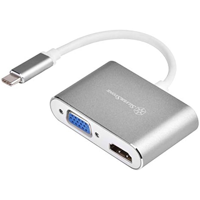 SilverStone TECHNOLOGY SST-EP16C - USB TYPE-C TO VGA AND HDMI ADAPTER, HDMI SUPPORTS 4KX2K@30HZ, VGA SUPPORT 1920X1200@120HZ, DUAL SCREEN DISPLAY - Image 2