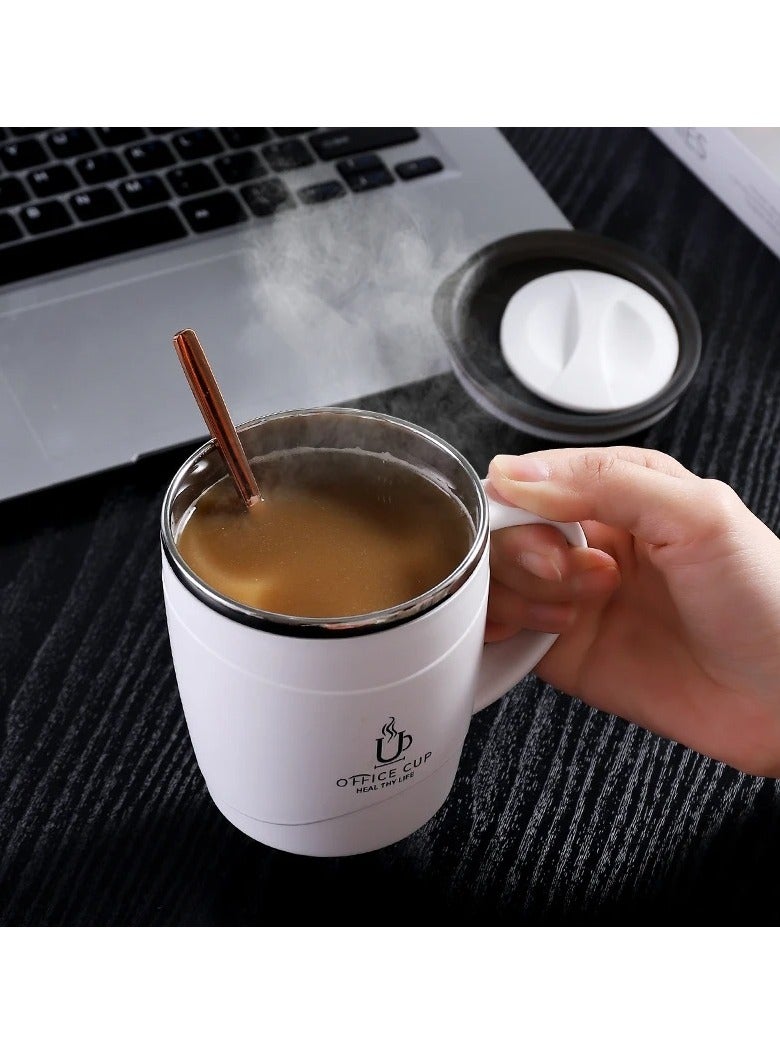 AROAQ Travel Coffee Cup, Hot and Cold High Capacity Travel Mug, Stainless Steel Reusable Leakproof Office Mug, Vacuum Insulated Double Wall Travel Tumbler for Hot Coffee Tea and Cold Drinks, White - Image 4