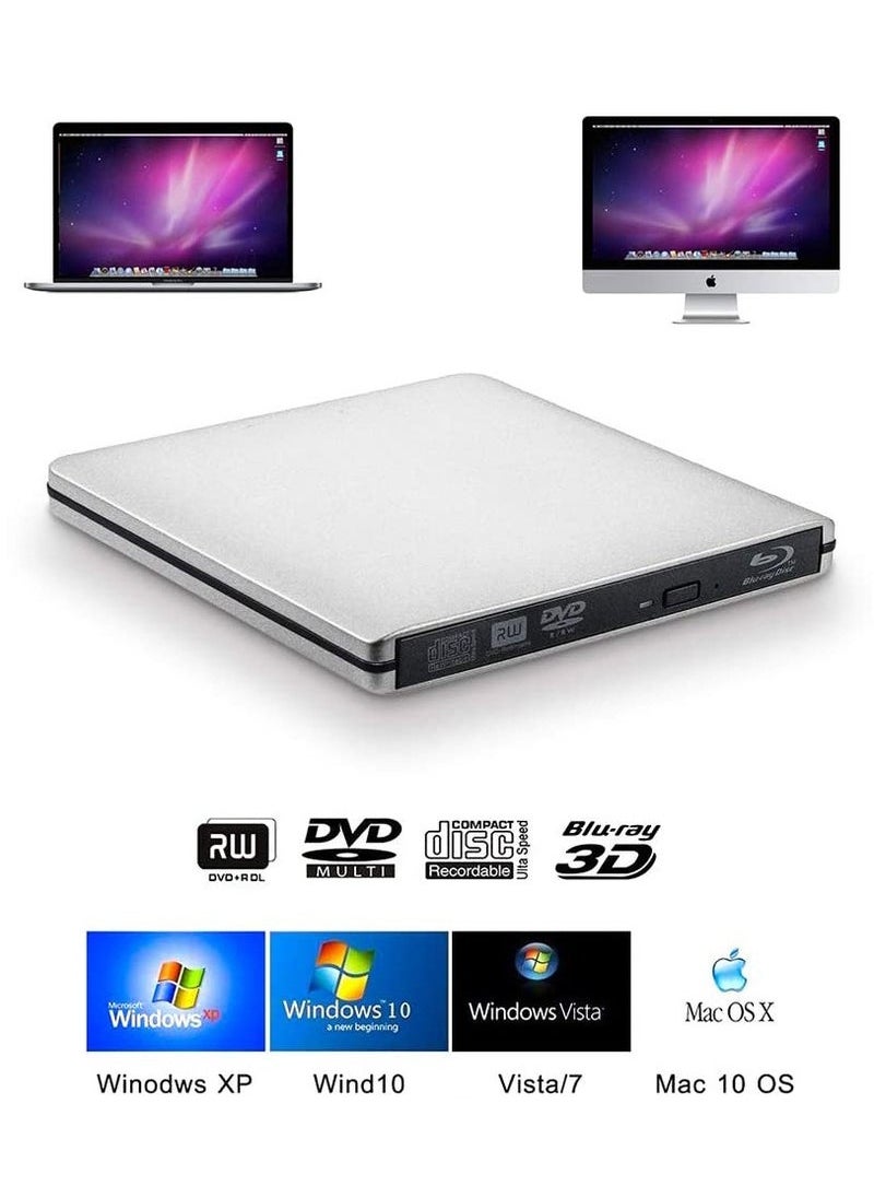Generic - External USB3.0 Optical DVD Drive BD-RE 3D Blu-Ray Reader for Windows/MAC OS (Blu-ray player) - Image 1