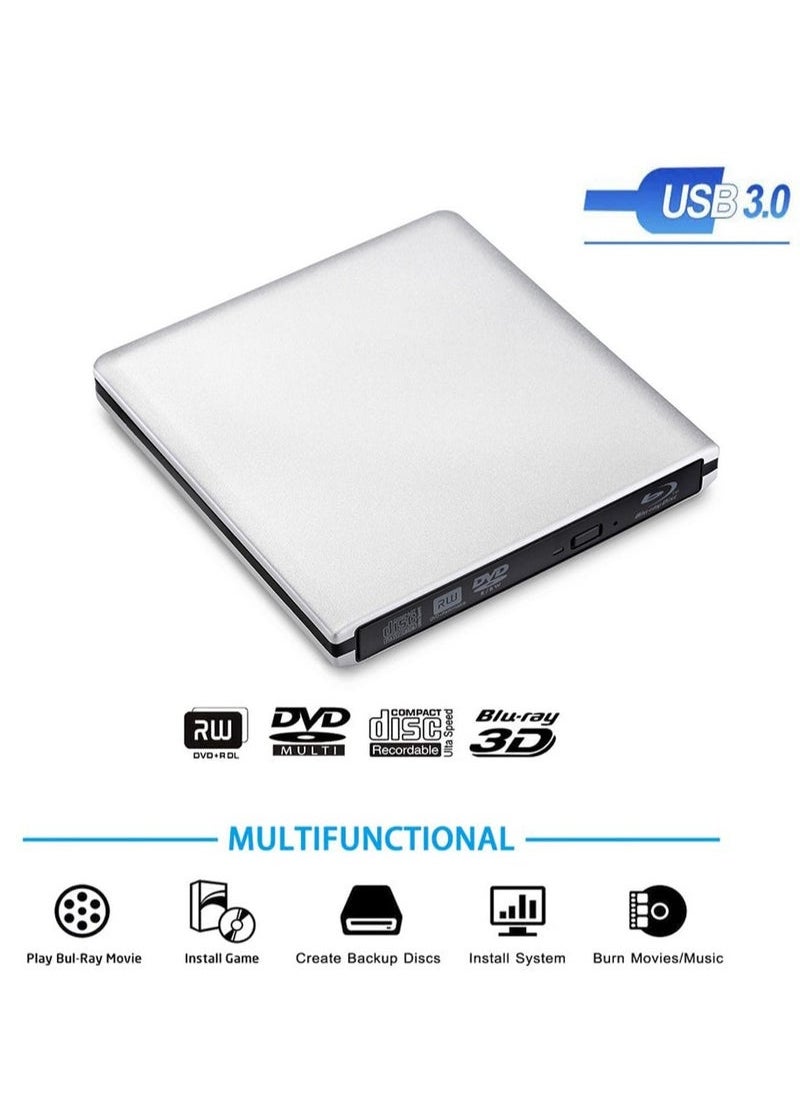 Generic - External USB3.0 Optical DVD Drive BD-RE 3D Blu-Ray Reader for Windows/MAC OS (Blu-ray player) - Image 1