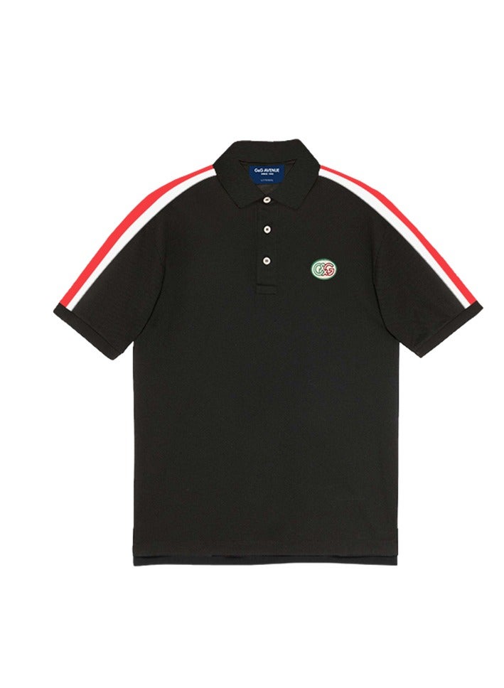 G&G AVENUE Men's Sports Style Pure Cotton Thick Oversized  Neck Polo shirt Black New Trend Pattern Casual Style (One Piece) - Image 2