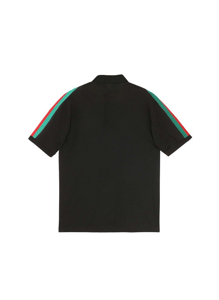 G&G AVENUE Men's Sports Style Pure Cotton Thick Oversized  Neck Polo shirt Black New Trend Pattern Casual Style (One Piece) - Image 3