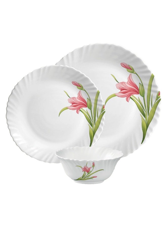 لاوبالا طقم عشاء كلاسيك من لا أوبالا، 20 قطعة، مصنوع من الزجاج – أطباق بتصميم "فلامينغ ريد"، آمن للاستخدام في الميكروويف وغسالة الصحون – تصميم بسيط وعصري – خفيف الوزن – يشمل أوعية وأكواب وأطباق – قابل لإعادة الاستخدام. - Image 1