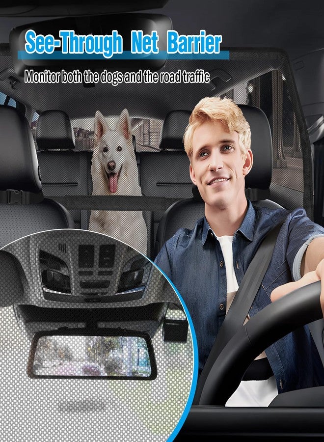 Feestars Dog Barrier for SUV Truck,56" Car Divider for Pet, SUV Dog Barrier for Cargo Area,Back Seat Car Gate with See Through Net Mesh - Image 4