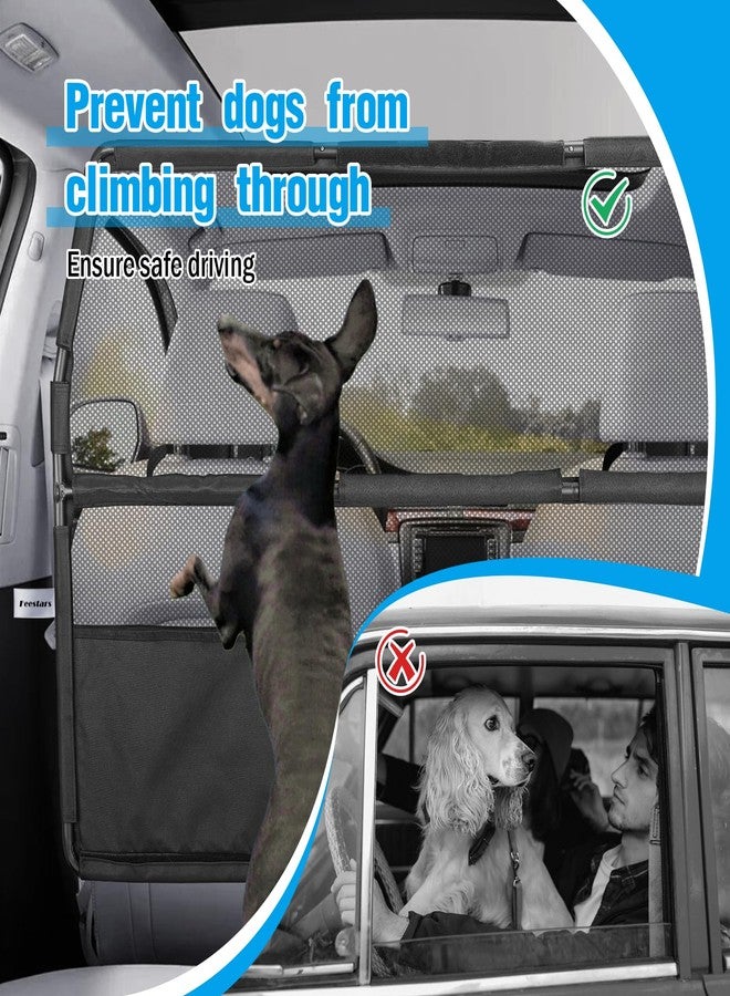 Feestars Dog Barrier for SUV Truck,56" Car Divider for Pet, SUV Dog Barrier for Cargo Area,Back Seat Car Gate with See Through Net Mesh - Image 2