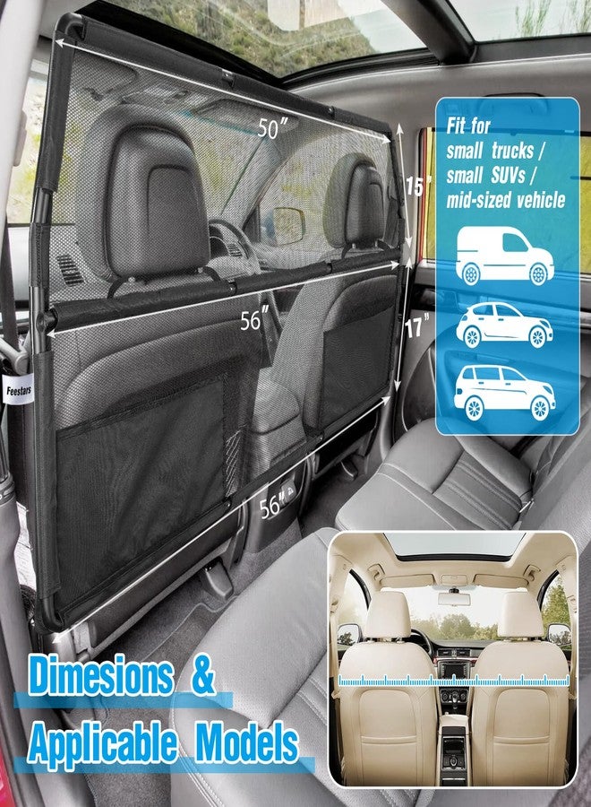 Feestars Dog Barrier for SUV Truck,56" Car Divider for Pet, SUV Dog Barrier for Cargo Area,Back Seat Car Gate with See Through Net Mesh - Image 5