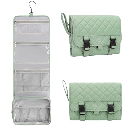 Relavel Travel Hanging Toiletry Bag for Men Women Travel Kit Shaving Bag Waterproof Large Makeup Bag Wash Bag Makeup Organizer Cosmetic Case for Bathroom Shower Green Pro - Image 1