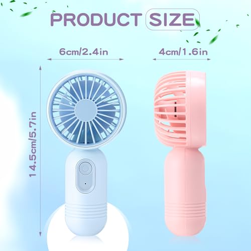 Rossesay 6 Pcs Mini Portable Fan Bulk Cute Handheld Lightweight Small Little Personal Hand Eyelash Fan 3 Speeds USB Rechargeable for Women Men Indoor Outdoor Makeup Travel BluePinkPurple - Image 3