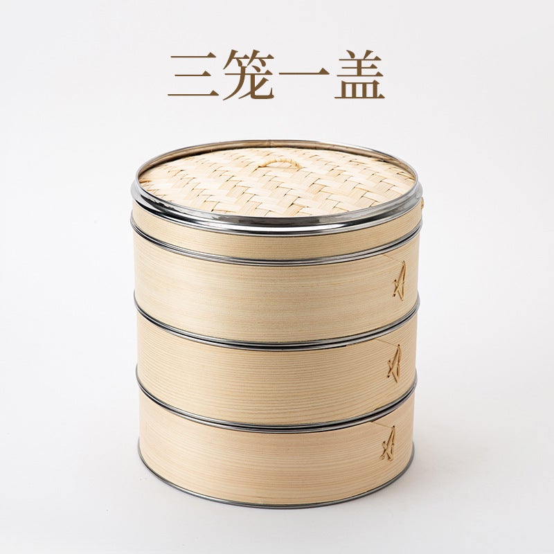 Stainless Steel Edge Steamer Commercial Household Steamed Xiaolongbao Bamboo And Wood Steamer Steamed Dumpling Steamed Bamboo And Wood Cage - Image 1