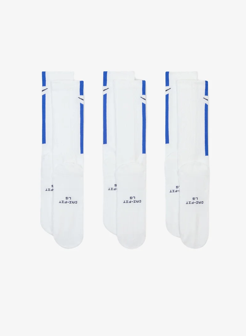 Nike WHITE GAME ROYAL(MIDNIGHT NAVY)/WHITE GAME ROYAL(MIDNIGHT NAVY)/WHITE GAME ROYAL(MIDNIGHT NAVY) 3-Pack Everyday Stripe Crew Socks  | Best Price UAE