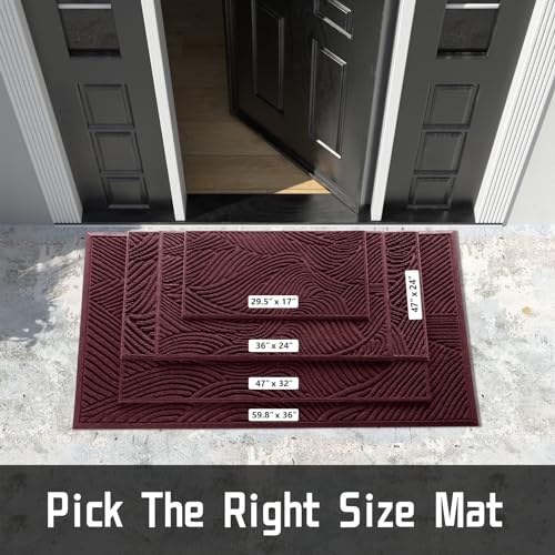 Yimobra Doormat Outdoor Entrance Simple Stripes AllWeather Waterproof NonSlip Mat for Front Door Heavy Duty Welcome Mat for Indoor Garage Patio36x24 Red - Image 3
