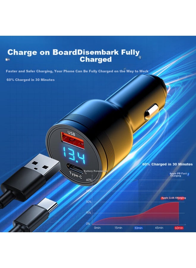 WITGOER Witgoer Car Charger 256W Super Fast Charge Car Cigarette Lighter Converter Head One Drag Three With Cable For Apple Huawei - Image 4