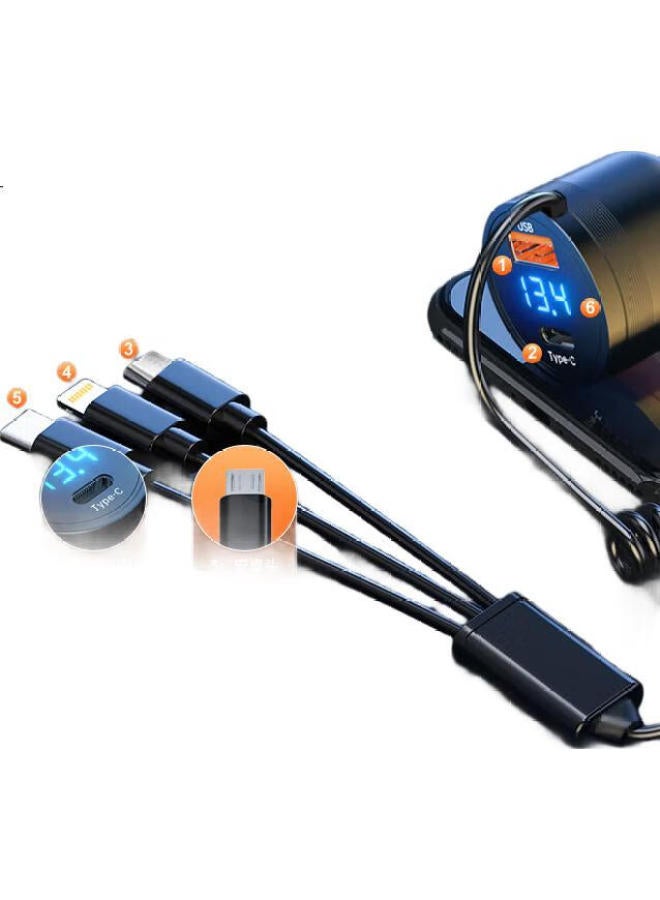 WITGOER Witgoer Car Charger 256W Super Fast Charge Car Cigarette Lighter Converter Head One Drag Three With Cable For Apple Huawei - Image 1