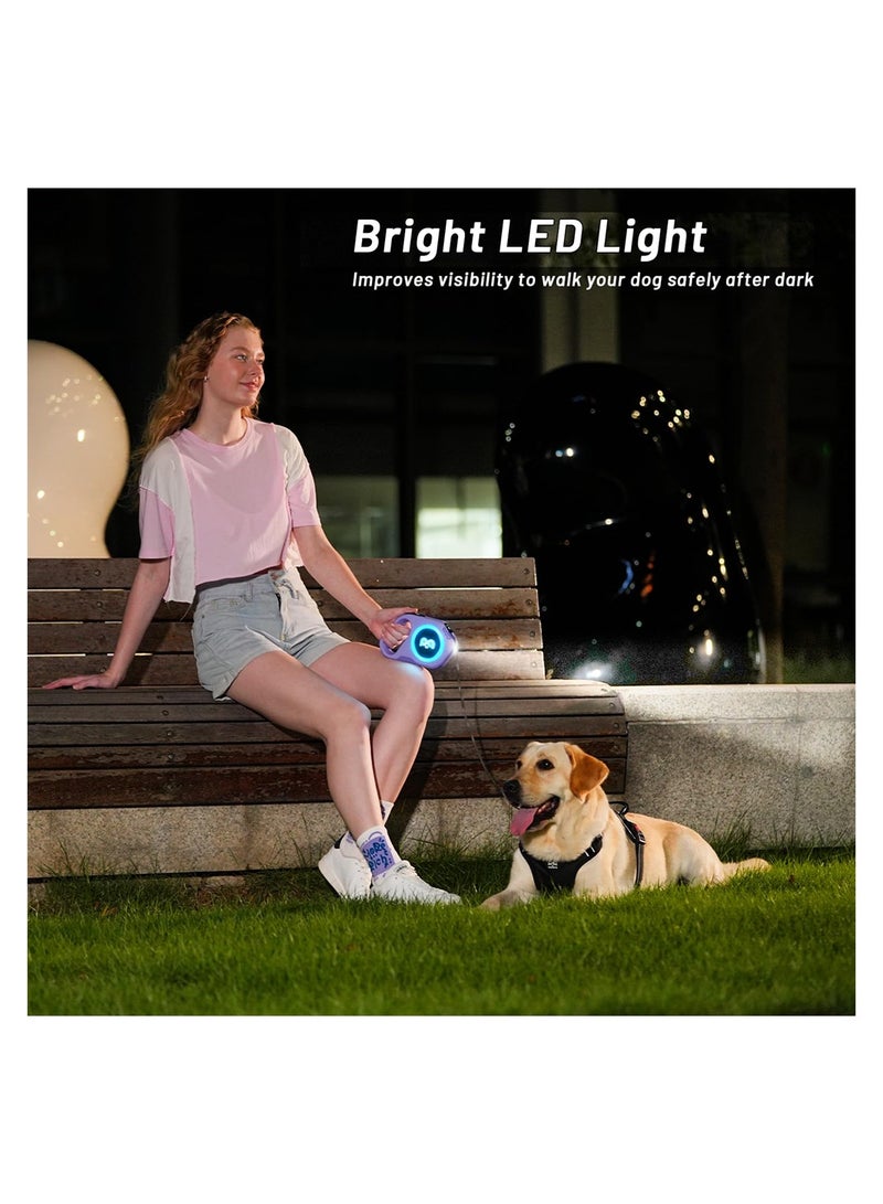 Rechargeable LED Dog Leash 16ft Tangle-Free Nylon for Night Walks Supports Pets Up to 88lbs with Anti-Slip Handle and One-Handed Brake Features - Image 2