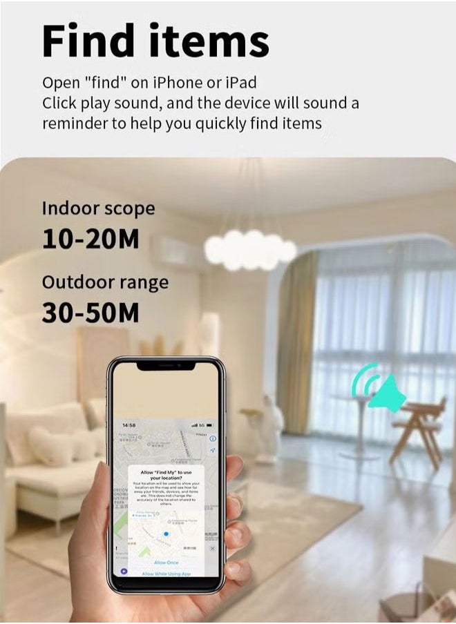 BOUND MOAT - Smart Bluetooth Tracker Key Finder Item Locator Tracking Smart Tag for Keys Bags Anti-lose AirTag iOS Compatible Support Apple Find My Without Monthly fees Waterproof White - Image 1