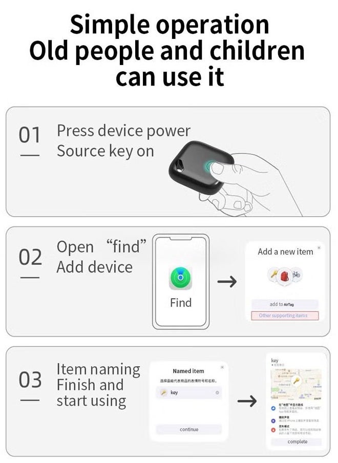 BOUND MOAT - Smart Bluetooth Tracker Key Finder Item Locator Tracking Smart Tag for Keys Bags Anti-lose AirTag iOS Compatible Support Apple Find My Without Monthly fees Waterproof White - Image 1