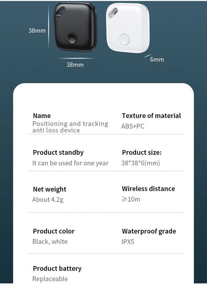 BOUND MOAT - Smart Bluetooth Tracker Key Finder Item Locator Tracking Smart Tag for Keys Bags Anti-lose AirTag iOS Compatible Support Apple Find My Without Monthly fees Waterproof White - Image 1