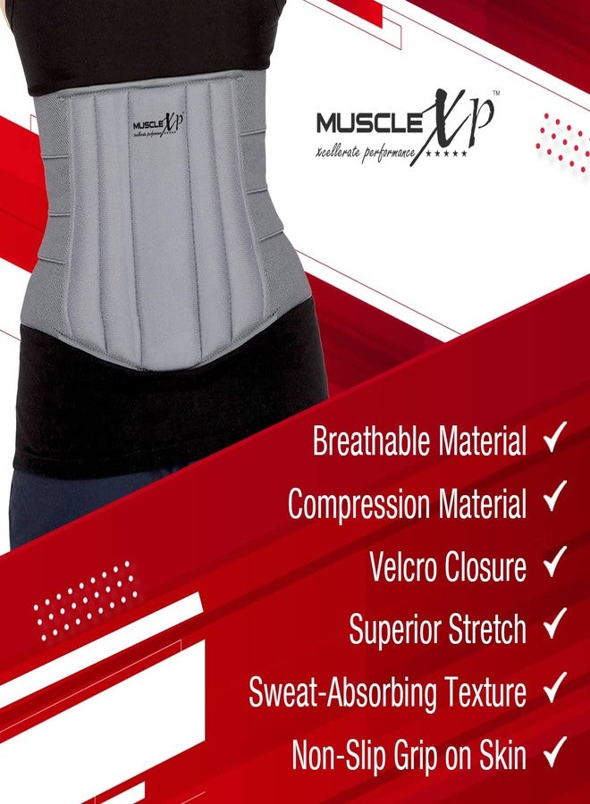 MuscleXP DrFitness+ Lumbo Sacral Belt, Back Support Belt With Cushioning & Semi-Flexible, Splints For Men & Women, Optimum Back Support, Back Pain Relief-Compression Belt, Medium Size - Image 3