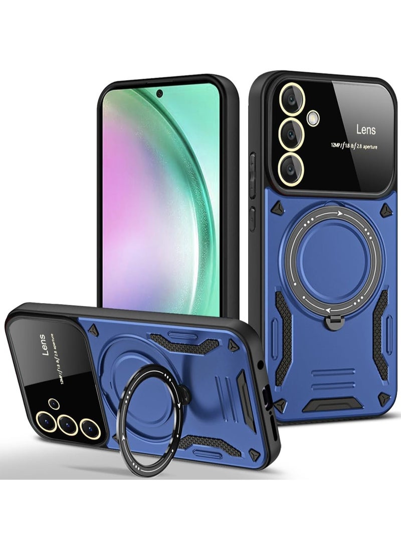 VKL Magnetic Ring Case with Stand for Samsung Galaxy A 55 5G,Built in 360° Rotatable Ring Stand Slim Protective Shockproof Phone Case for Galaxy A 55 5G (Navy blue) 