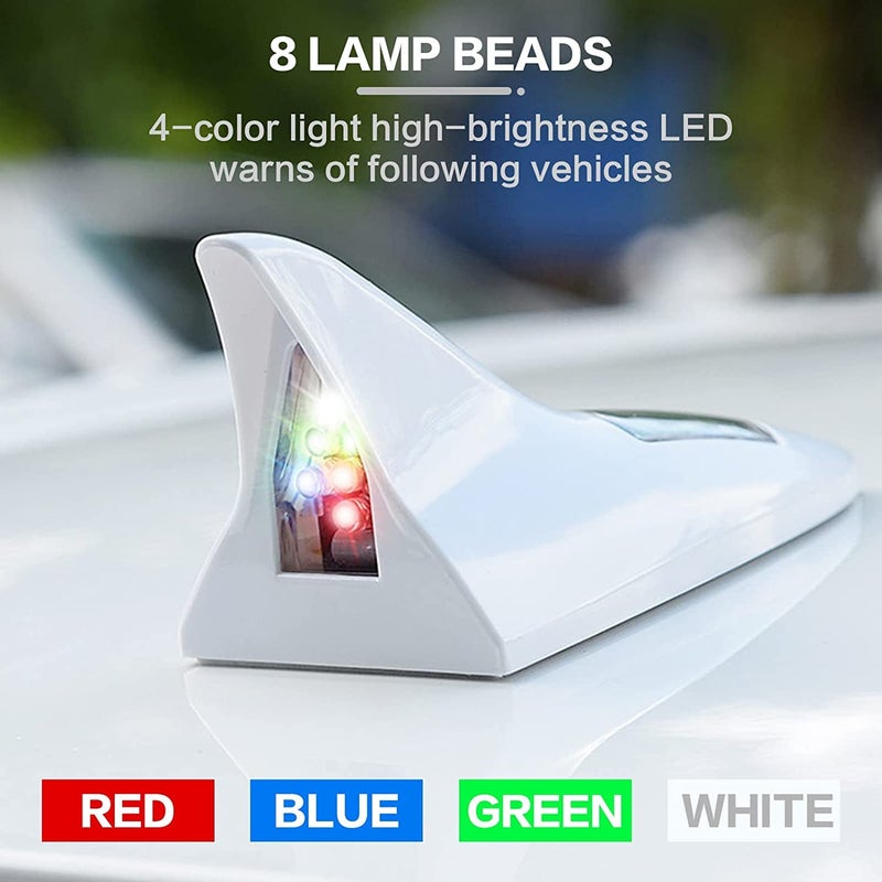 OVERA Car Roof Modified Tail Lights Solar Shark Fin Antenna Warning Flash Lamp Rear-end LED Flash Lights 1 Pack Black - Image 5