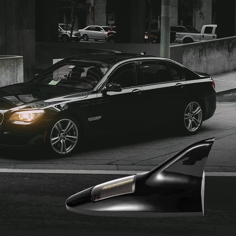 OVERA Car Roof Modified Tail Lights Solar Shark Fin Antenna Warning Flash Lamp Rear-end LED Flash Lights 1 Pack Black - Image 4