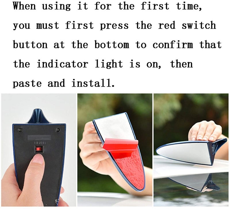 OVERA Car Roof Modified Tail Lights Solar Shark Fin Antenna Warning Flash Lamp Rear-end LED Flash Lights 1 Pack Black - Image 3