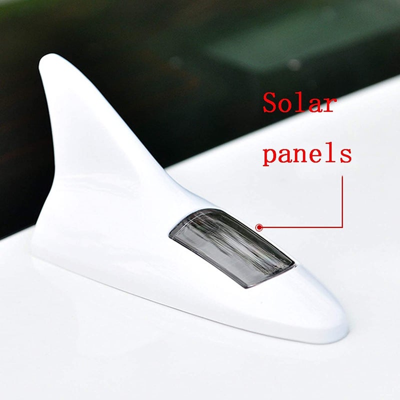 OVERA Car Roof Modified Tail Lights Solar Shark Fin Antenna Warning Flash Lamp Rear-end LED Flash Lights 1 Pack Black - Image 2