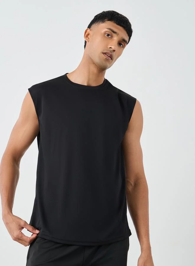 ستايلي اكتيف ستايلي تانك رجالي سادة بياقة مضلعة