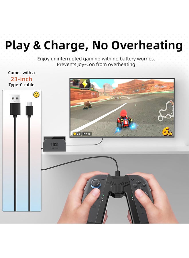 أوليون قبضة شحن لـ Nintendo Switch 2 Joycon، قبضة مريحة على شكل V مع إضاءة LED، كابل Type-C، خفيفة الوزن، إكسسوارات شحن سريع لـ Nintendo Switch 2 - Image 5