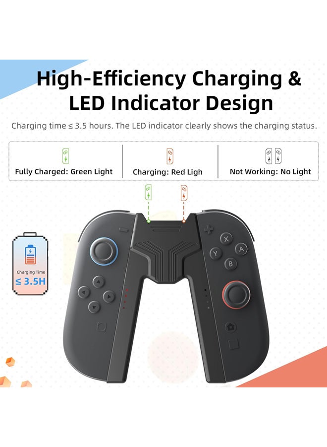 أوليون قبضة شحن لـ Nintendo Switch 2 Joycon، قبضة مريحة على شكل V مع إضاءة LED، كابل Type-C، خفيفة الوزن، إكسسوارات شحن سريع لـ Nintendo Switch 2 - Image 2