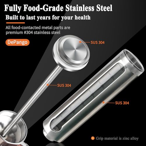 DePango Meat Injector, Stainless Steel Marinade Injector Flavor Syringe Kit with 2-oz Measurement Window for Smoker Food BBQ Grill, Cooking Turkey Chicken Steak Beef Brisket Pork-Chops, 3 Meat Needles - Image 2