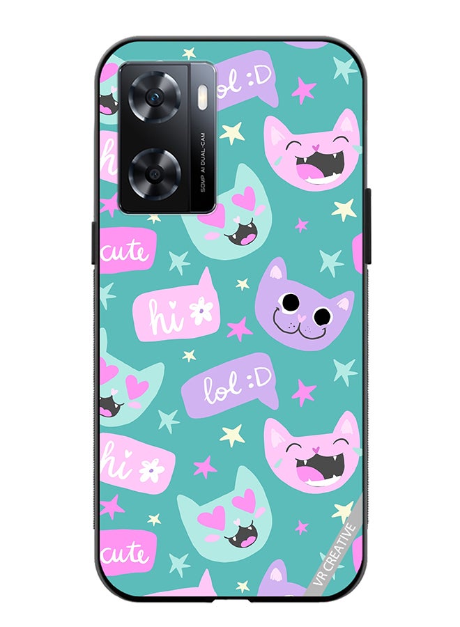 VR CREATIVE Protective Case Cover For Oppo A57/A77s Cat Had And Bubble Speech Design Multicolour - Image 1