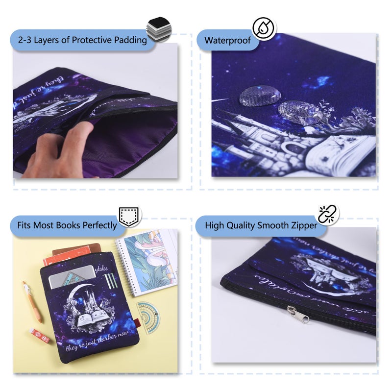 LParkin Book Sleeve Cover with Zipper, I Still Read Fairytales They're Just Darker Now Book Protector Pouch, Washable Fabric Book Sleeves for Romance Lover, 11 x 8.5 Inch Smut Reader Gift - Image 4