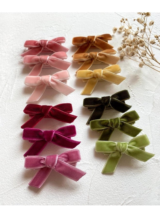 Cherssy Velvet Bows for Baby Girls, 20pcs Boutique Tiny Baby Hair Clips, Fully Lined Hair Barrettes Alligators for Infants Toddlers Fine Hair - Image 4